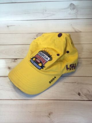 Vintage LSU Tigers NATIONAL CHAMPIONS SUGAR BOWL 2004 Yellow Hat Cap Adjustable 2