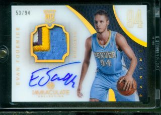 53/94 Evan Fournier 2012 - 13 Immaculate Rookie Patch Acetate Auto Autograph Rc