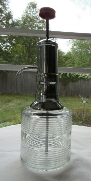 Vintage Ice Cream Soda Fountain Syrup Dispenser Chrome Glass