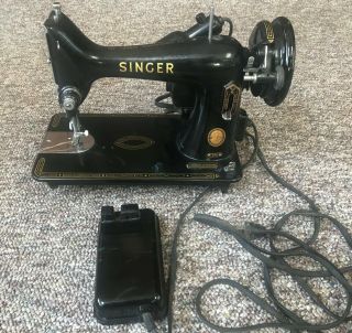 Vintage Singer 99k Sewing Machine W/foot Pedal - Runs No Belt 1953 Great Britain