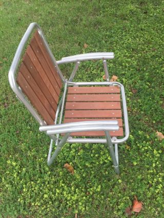 Vintage Redwood Wood Slat Lawn Chair 2