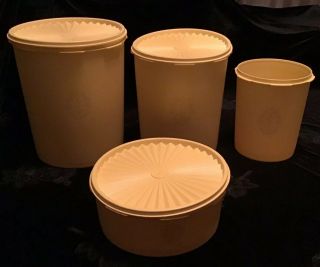 7 Pc Vintage Tupperware Servalier Canisters Yellow Retro Kitchen See Pictures