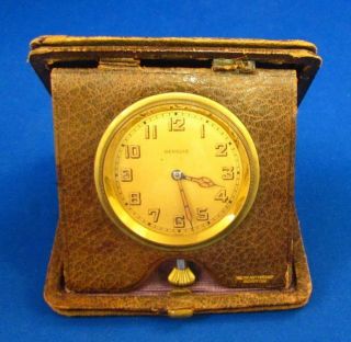 Vintage Benelle Malcray Swiss 6 Jewel Travel / Auto Leather Case Watch Clock