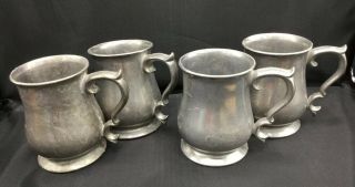 Vintage Danforth Pewter Pint Mugs Set Of 4 Circa 1988 - 1992