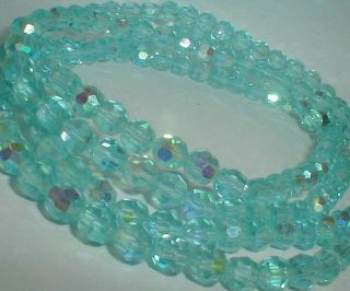 Vintage Absolutely Magnificent Opal Ice Blue Facet Cut Art Glass Opera Necklace