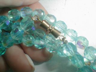 VINTAGE absolutely magnificent OPAL ICE BLUE facet cut ART GLASS OPERA NECKLACE 3