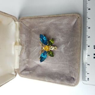 Rare Vintage Tiny Art Deco Style Blue Green Orange Butterfly Brooch Gift 2
