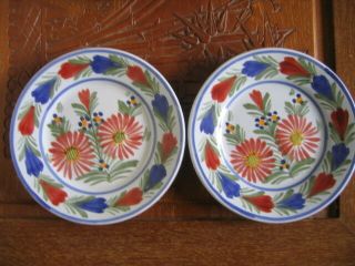 2 Rare Vintage Quimper Faience Hand Painted Small Plates - France