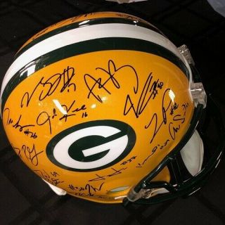 2019 Green Bay Packers Team Signed Full Size Helmet Autograph Rodgers Jones
