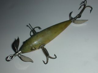 Vintage 3 - Hook Underwater Minnow By Heddon? Shakespeare? South Bend? Props Glass