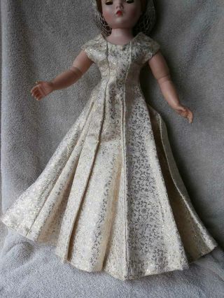 Vintage Sleeveless Gold Dress Gown Homemade For Madame Alexander Cissy 20 " Doll