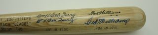Ted Williams / Bill Terry Signed / Autographed 400 Hitters Bat Le 100 Jsa Loa