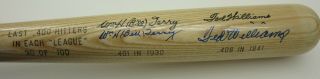 Ted Williams / Bill Terry Signed / Autographed 400 Hitters Bat LE 100 JSA LOA 2