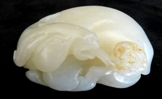 Antique Chinese White Jade Carving Of A Ram