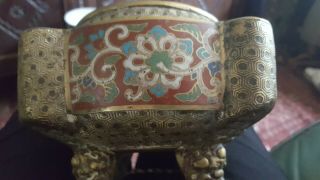 Antique Chinese Bronze/brass Cloisonne Incense Burner 3