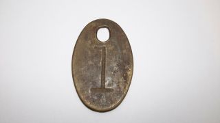 Vintage Large Brass Number Cow Tag Double Sided Farm Dairy Marker 1