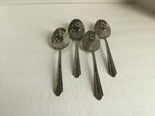 Vintage 4 Matching Mid Century Table Slotted Serving Spoons Ekco Stainless Steel