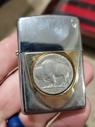 Vintage Zippo Lighter Buffalo Nickel Native American