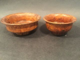 Pair Tibetan Burl Wood Butter Tea Bowl 19th Century