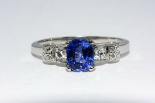 $4,  000 1.  15ct Antique Art Deco Natural Blue Sapphire & Diamond Platinum Ring