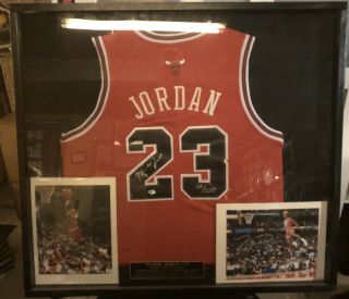 Michael Jordan Signed Framed Jersey Chicago Bulls Auto