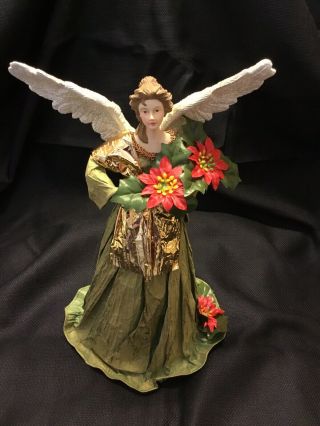 Angel Tree Topper - Vintage Green Colored Paper Mache’ Resin