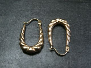 Vintage 9ct Gold Creole Hoop Earrings C.  1990