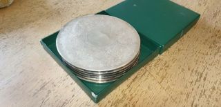 BOXED SET OF 6 BARKER ELLIS TRADITIONAL SILVER PLATED PLACEMATS/COASTERS 18cm 2