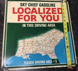 Vintage Texaco Sky Chief Gasoline Sign Oil U.  S.  Map 15 1/2 X 16” 2