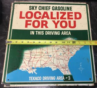 Vintage Texaco Sky Chief Gasoline Sign Oil U.  S.  Map 15 1/2 X 16” 3