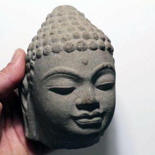17th - 18th Century Gandhara Indian Stone Buddha Head Ornament - 1199 Grams