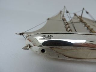 VINTAGE ANTIQUE TWO MASTED SOLID STERLING SILVER SHIP YACHT BOAT 122 gr 4.  3 OZ 3
