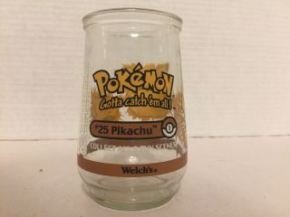 Vintage 1999 POKEMON Welch ' s Jelly Jar Juice Glass 25 Pikachu Nintendo 2