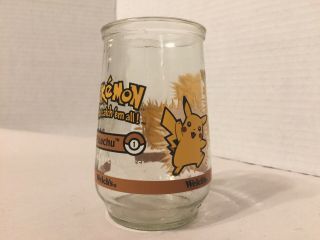 Vintage 1999 POKEMON Welch ' s Jelly Jar Juice Glass 25 Pikachu Nintendo 3