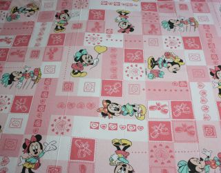 Vintage Disney Cti Pink Minnie Flat Bed Sheet,  Pillowcase Cute Twin Bed