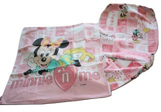 Vintage Disney CTI Pink Minnie Flat Bed Sheet,  Pillowcase Cute Twin Bed 2