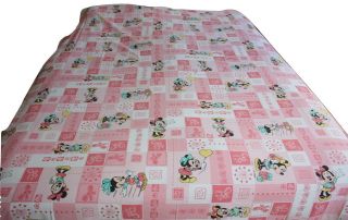 Vintage Disney CTI Pink Minnie Flat Bed Sheet,  Pillowcase Cute Twin Bed 3