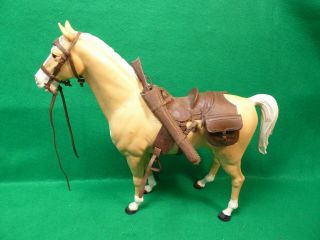Vintage Marx Johnny West Palomino Thunderbolt Horse Tan & White