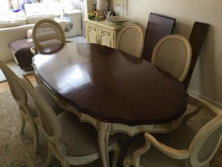White Furniture Co Dining Table & 6 Chairs Mebane Furn w/ China Cabinet Leaves 2