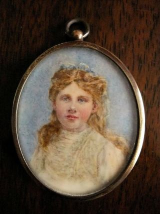 Antique Edwardian Portrait Miniature Of A Young Lady " Daughter Of The House "