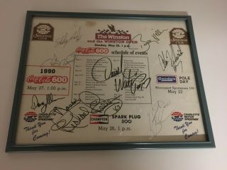 T1) 1990 Coca Cola 600 Davey Allison Alan Kulwicki Richard Petty Autograph