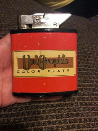Rare Large The Giant Ad Table Lighter,  Unigraphic Color Plate