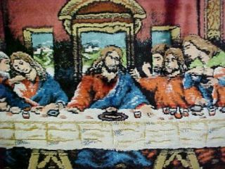 Vintage Antique Tapestry Style Last Supper Large Wall Hanging 20x38 