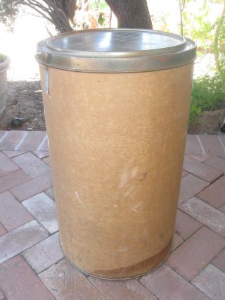 Vtg Large Round Cardboard / Storage Container W/lid.  Barrel Drum Box