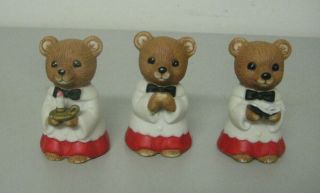Vintage Homco Christmas Choirboy Bear Figurines 5100 Set Of 3