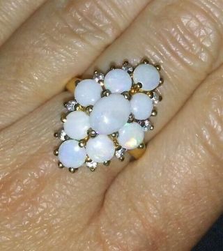 Vintage Opal Gold Over 925 Sterling Silver Cocktail/birthstone Ring Size 7.  75