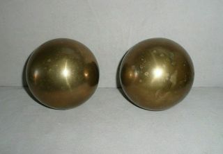 Vintage Large 4 " Brass Metal Home Decor Sphere Orb Balls Set Of 2