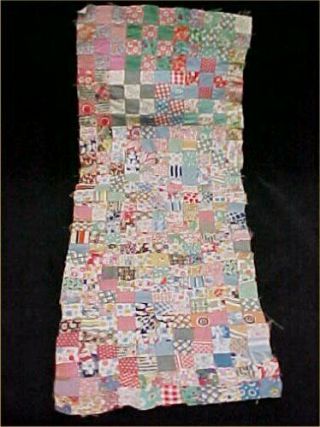 Vintage Antique Baby Doll Quilt Top Hand Pieced Postage Stamp 1920s 10x27 "