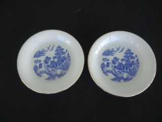 2 Vintage Blue Willow Pattern Westminster Australia 1215 Pin Dishes Butter Pats