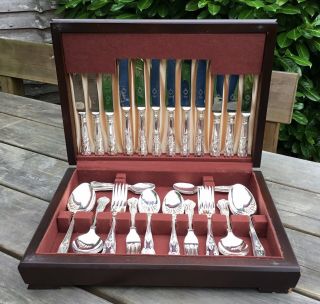 Old Vintage Kings Pattern A1 Silver Plated Boxed Cutlery Set 6 Place Setting 47p